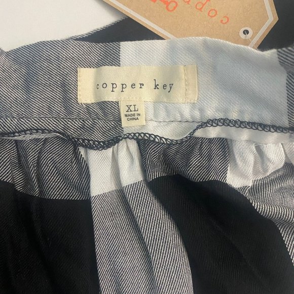 Copper Key Lace Plaid Mini Skirt A Line Black White Dressy Or Casual Sz M - Picture 6 of 15